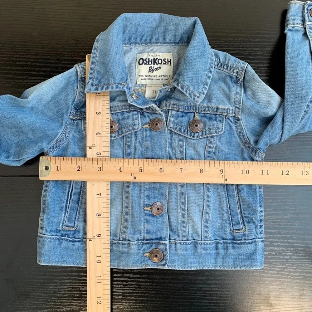 OshKosh B'Gosh Denim Jean Jacket Snap Up Cotton Kids Youth 2T‎